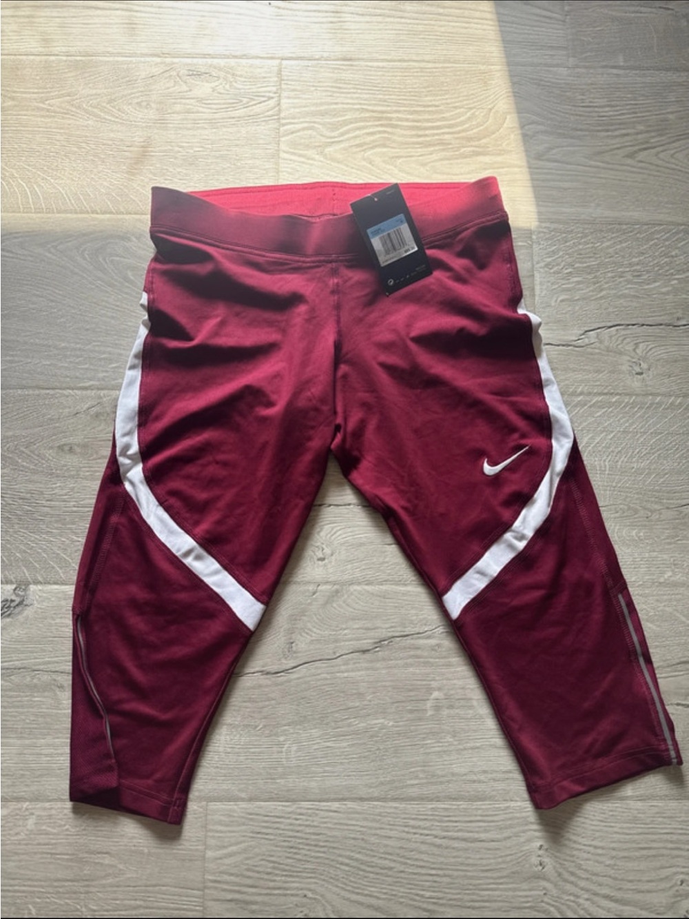 Nike Women’s Maroon Athletic Capri Leggings with White Trim